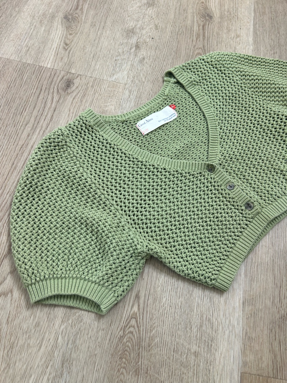 Good Alma 100% Cotton Knit Short Sleeve Button Down Cardigan Sweater Top
